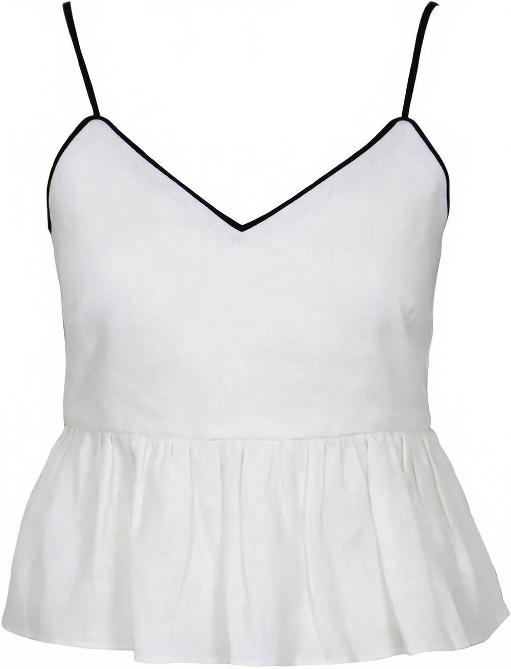 NEW LUCY PARIS women's rhodes contrast top in white